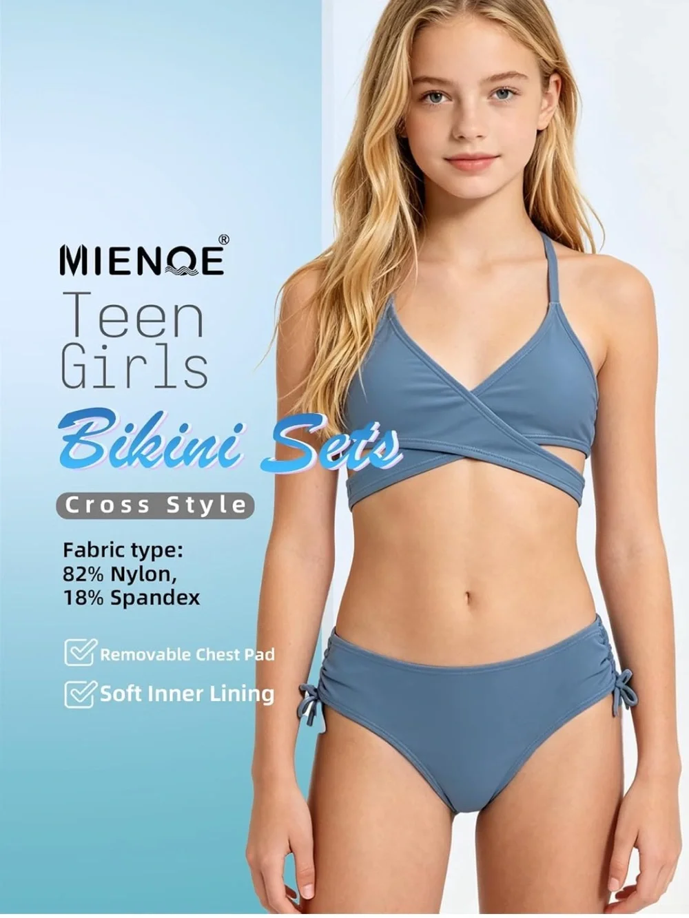 Tween Teen Girls Two Piece Bikini Set Removable Pads 2634/bb15-1